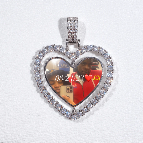 3D Spinning 2-Faced Heart Custom Picture Pendant