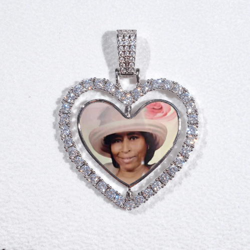 3D Spinning 2-Faced Heart Custom Picture Pendant
