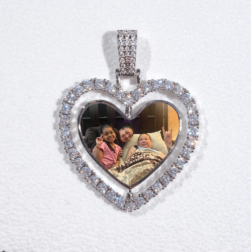 3D Spinning 2-Faced Heart Custom Picture Pendant