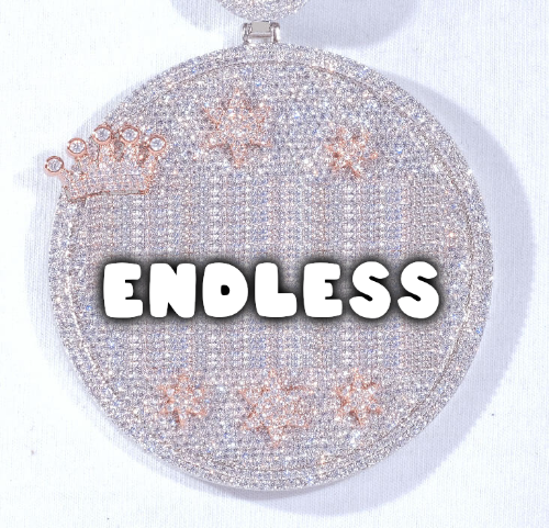 CUSTOM LETTER NECKLACE 3D BIG CROWN DISC