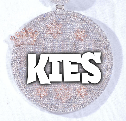 CUSTOM LETTER NECKLACE 3D BIG CROWN DISC