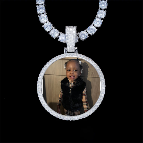 925S & VVS Moissanite 3D Circle Custom Picture Pendant