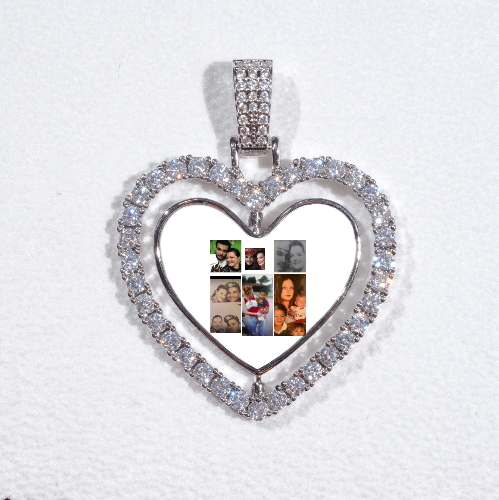 3D Spinning 2-Faced Heart Custom Picture Pendant