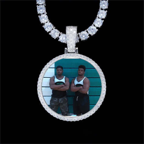 925S & VVS Moissanite 3D Circle Custom Picture Pendant