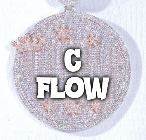 CUSTOM LETTER NECKLACE 3D BIG CROWN DISC