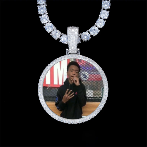 925S & VVS Moissanite 3D Circle Custom Picture Pendant