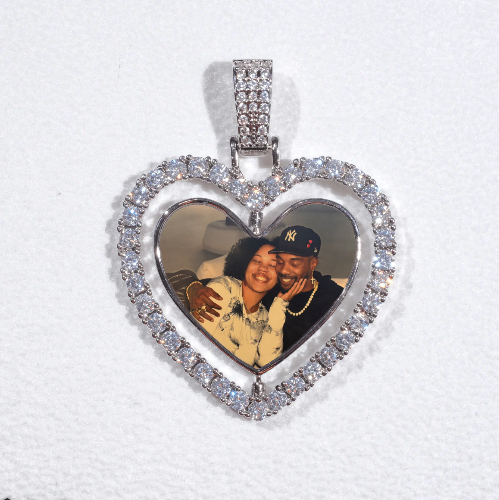 3D Spinning 2-Faced Heart Custom Picture Pendant
