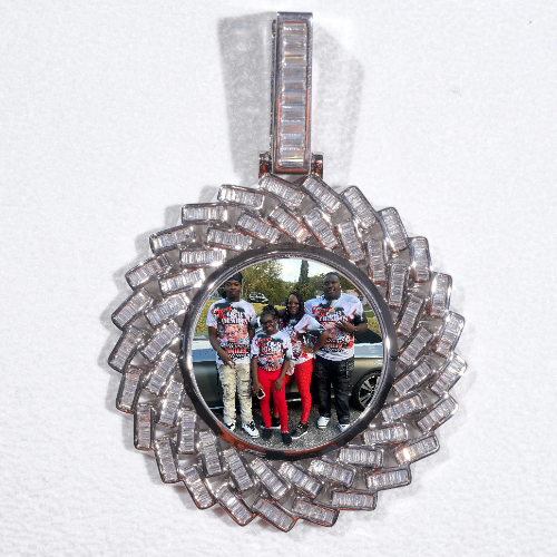 Large 3D Baguette Custom Picture Pendant