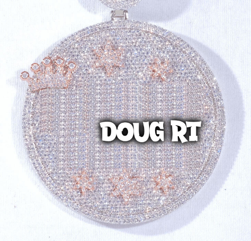 CUSTOM LETTER NECKLACE 3D BIG CROWN DISC