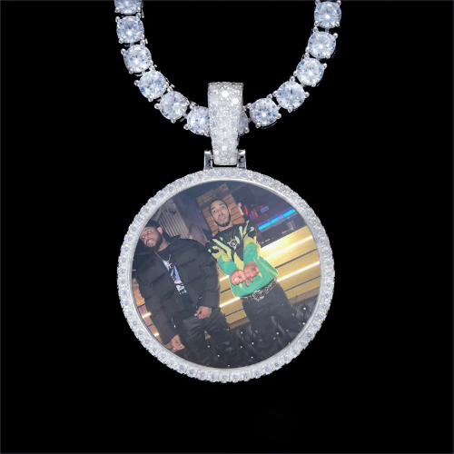 925S & VVS Moissanite 3D Circle Custom Picture Pendant