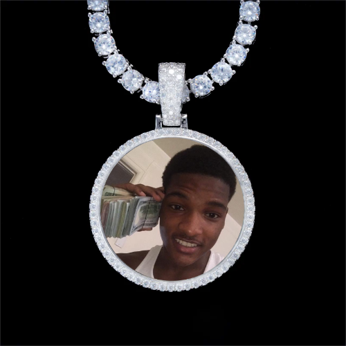 925S & VVS Moissanite 3D Circle Custom Picture Pendant