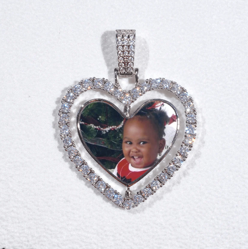 3D Spinning 2-Faced Heart Custom Picture Pendant