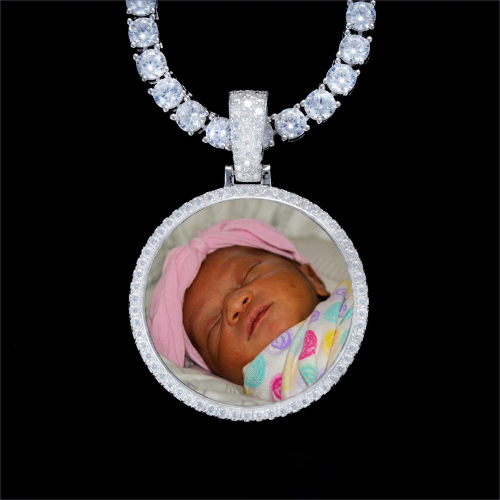 925S & VVS Moissanite 3D Circle Custom Picture Pendant