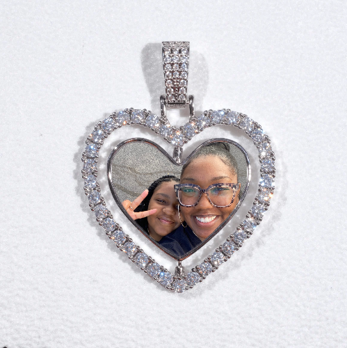 3D Spinning 2-Faced Heart Custom Picture Pendant