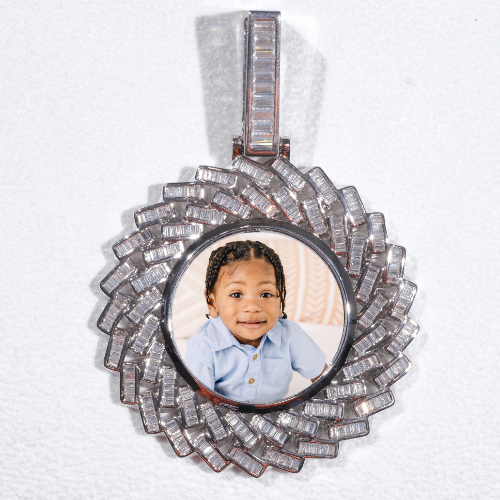 Large 3D Baguette Custom Picture Pendant