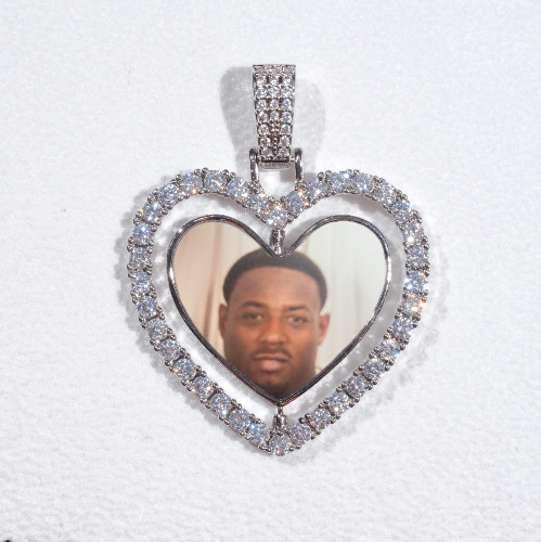 3D Spinning 2-Faced Heart Custom Picture Pendant