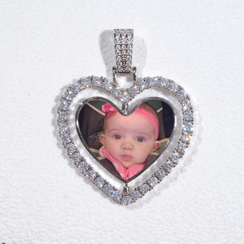 3D Spinning 2-Faced Heart Custom Picture Pendant