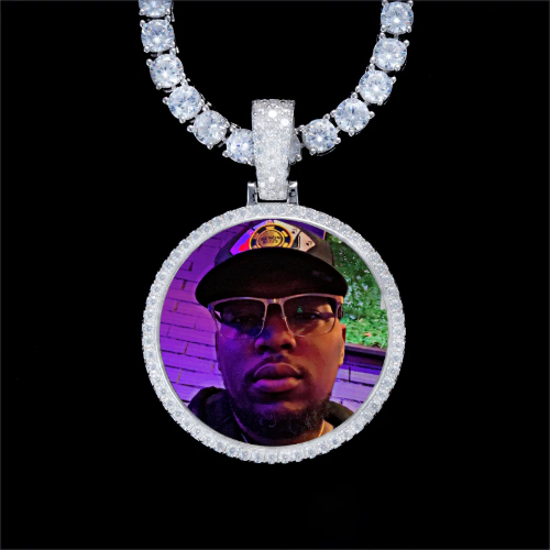 925S & VVS Moissanite 3D Circle Custom Picture Pendant