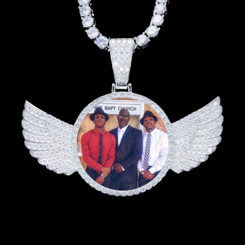 925S & VVS Moissanite 3D Wing Custom Picture Pendant