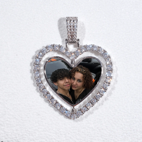 3D Spinning 2-Faced Heart Custom Picture Pendant
