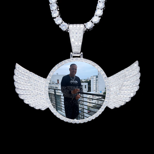 925S & VVS Moissanite 3D Wing Custom Picture Pendant