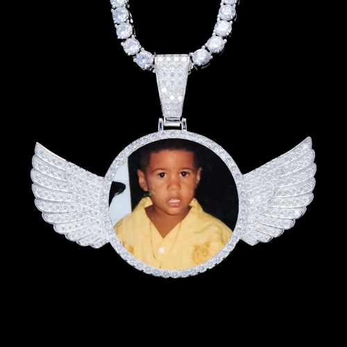 925S & VVS Moissanite 3D Wing Custom Picture Pendant