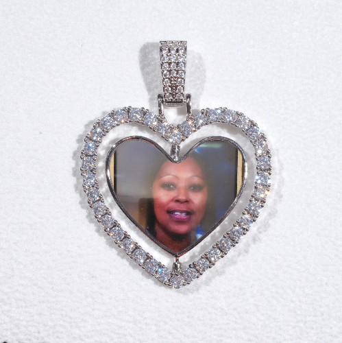 3D Spinning 2-Faced Heart Custom Picture Pendant