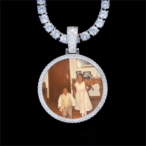 925S & VVS Moissanite 3D Circle Custom Picture Pendant