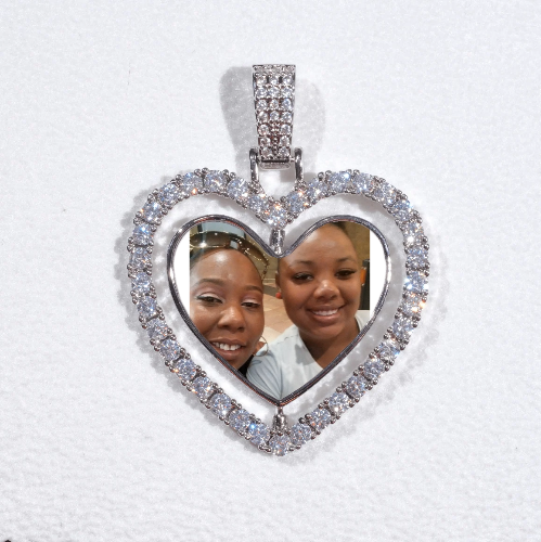 3D Spinning 2-Faced Heart Custom Picture Pendant