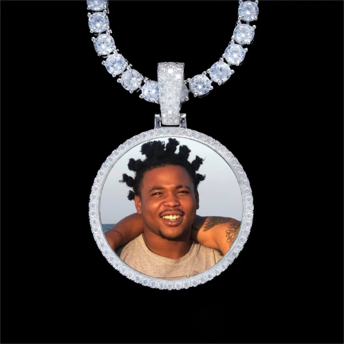 925S & VVS Moissanite 3D Circle Custom Picture Pendant