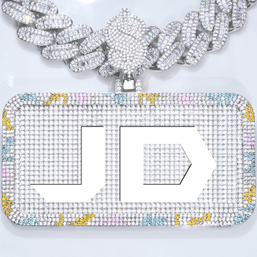 CUSTOM LETTER NECKLACE 3D COLORFUL SQUARE