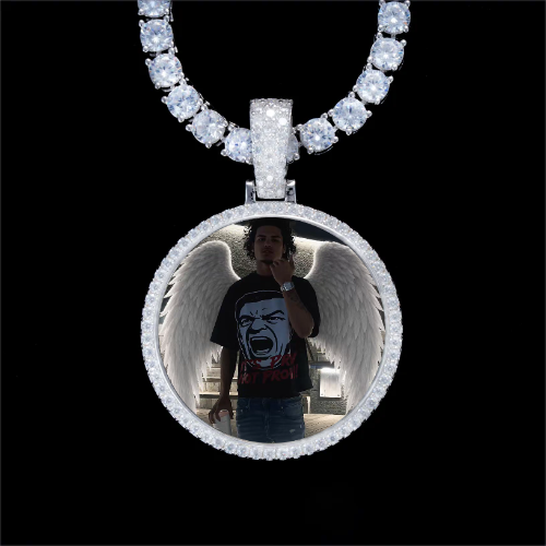 925S & VVS Moissanite 3D Circle Custom Picture Pendant