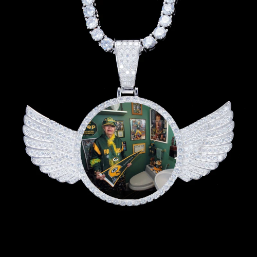 925S & VVS Moissanite 3D Wing Custom Picture Pendant