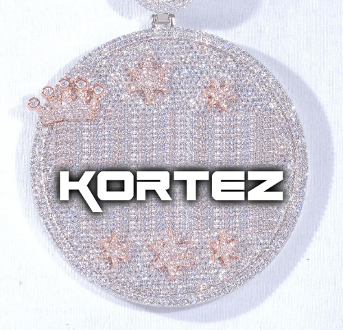 CUSTOM LETTER NECKLACE 3D BIG CROWN DISC
