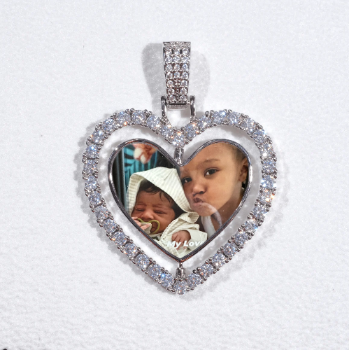3D Spinning 2-Faced Heart Custom Picture Pendant