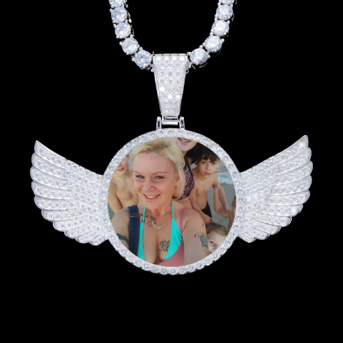925S & VVS Moissanite 3D Wing Custom Picture Pendant