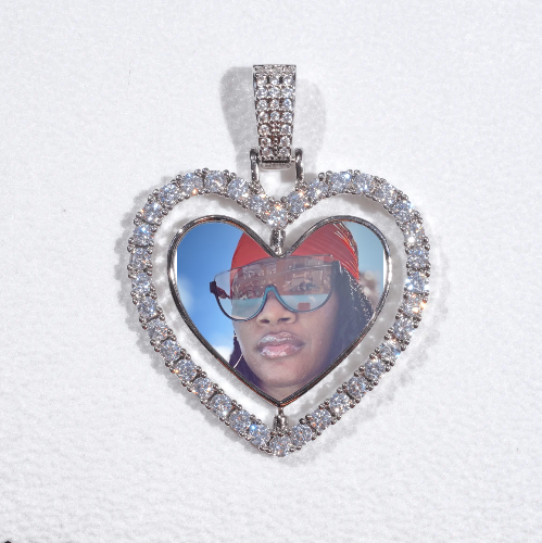 3D Spinning 2-Faced Heart Custom Picture Pendant