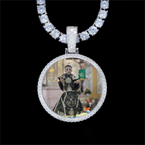 925S & VVS Moissanite 3D Circle Custom Picture Pendant