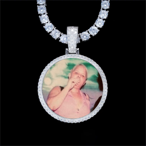 925S & VVS Moissanite 3D Circle Custom Picture Pendant
