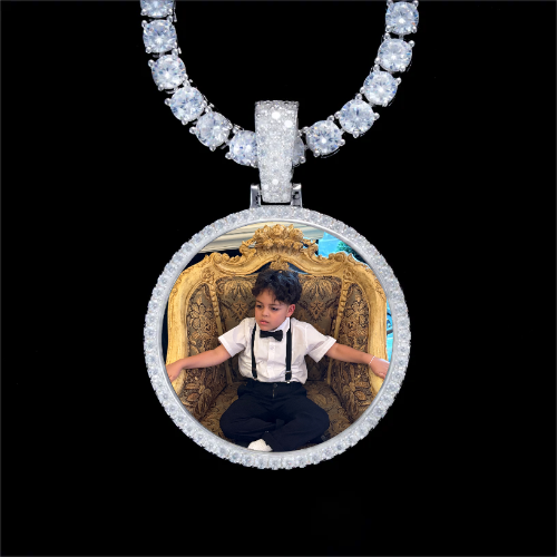 925S & VVS Moissanite 3D Circle Custom Picture Pendant