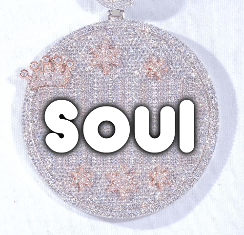 CUSTOM LETTER NECKLACE 3D BIG CROWN DISC