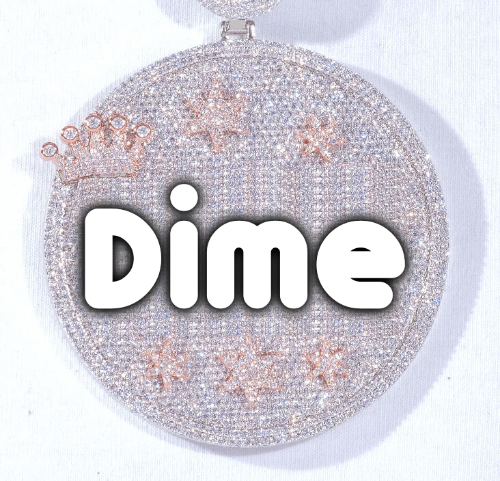 CUSTOM LETTER NECKLACE 3D BIG CROWN DISC