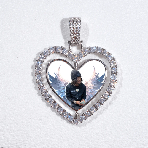 3D Spinning 2-Faced Heart Custom Picture Pendant