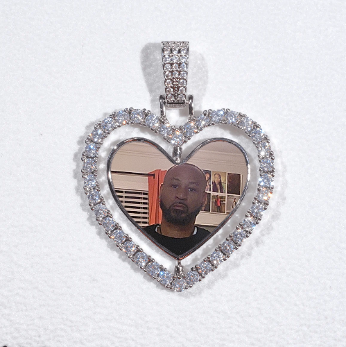 3D Spinning 2-Faced Heart Custom Picture Pendant