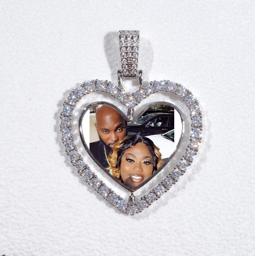 3D Spinning 2-Faced Heart Custom Picture Pendant