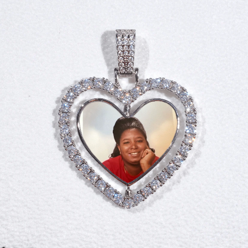 3D Spinning 2-Faced Heart Custom Picture Pendant