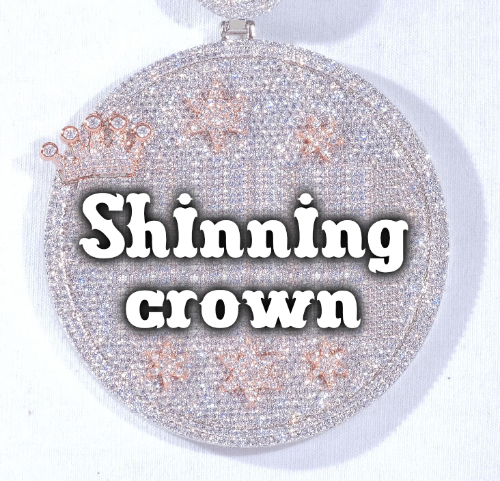 CUSTOM LETTER NECKLACE 3D BIG CROWN DISC
