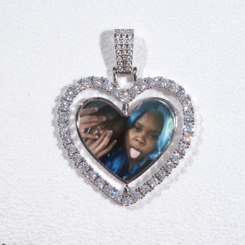 3D Spinning 2-Faced Heart Custom Picture Pendant