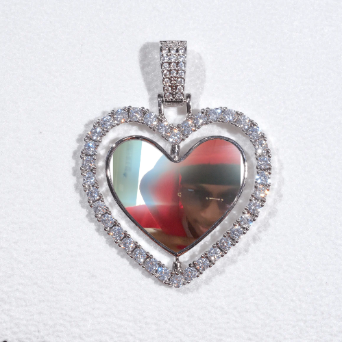 3D Spinning 2-Faced Heart Custom Picture Pendant