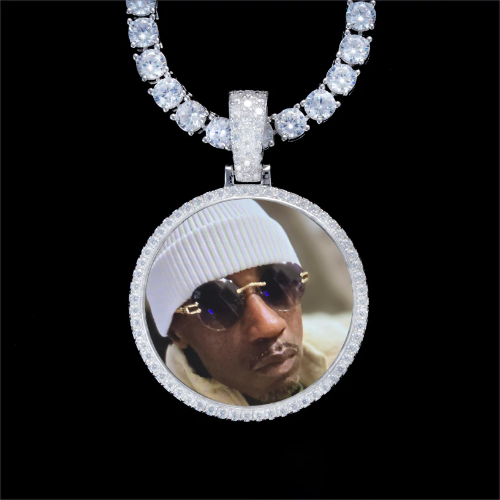 925S & VVS Moissanite 3D Circle Custom Picture Pendant